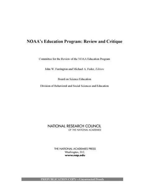Cover of NOAA's Education Program