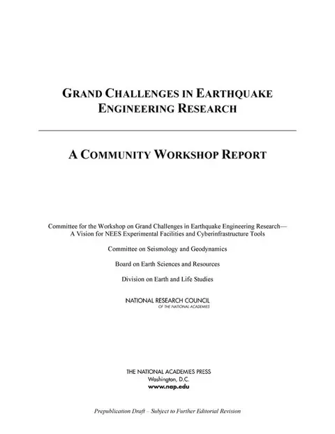 Cover of Grand Challenges in Earthquake Engineering Research