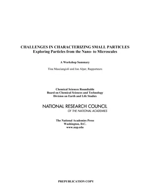 Cover of Challenges in Characterizing Small Particles