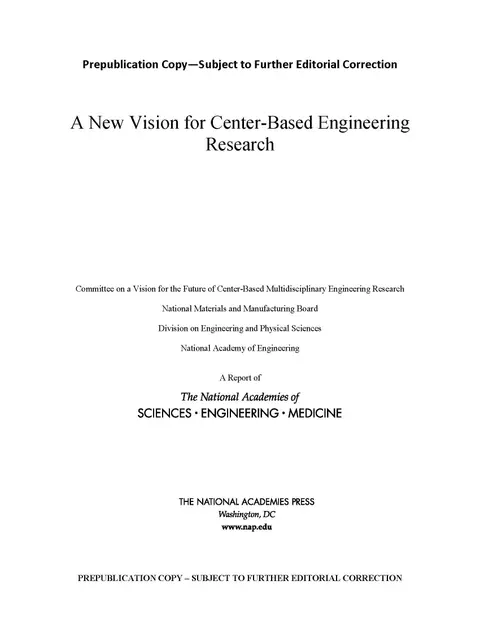 Cover of A New Vision for Center-based Engineering Research