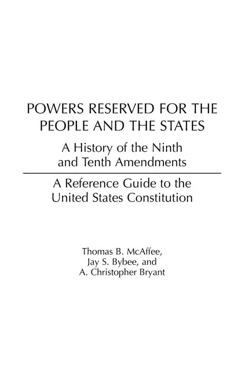 Cover of Powers Reserved for the People and the States