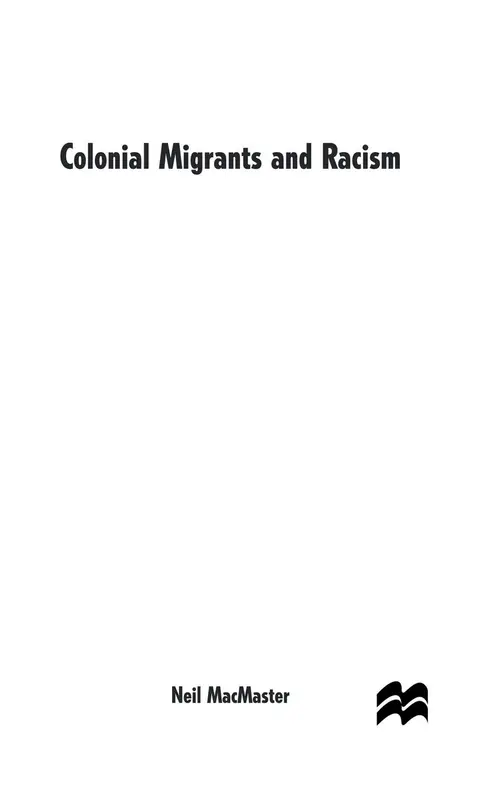 Cover of Colonial Migrants and Racism
