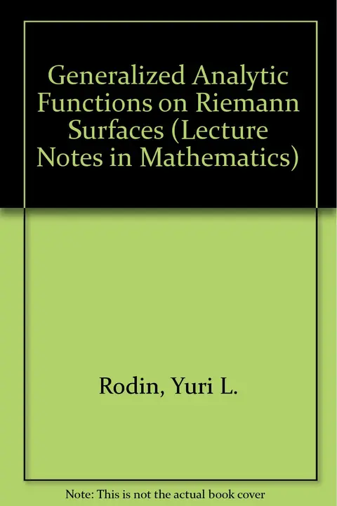 Cover of Generalized Analytic Functions on Riemann Surfaces