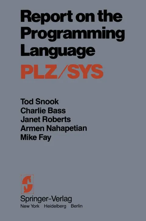 Cover of Report on the Programming Language Plz/Sys