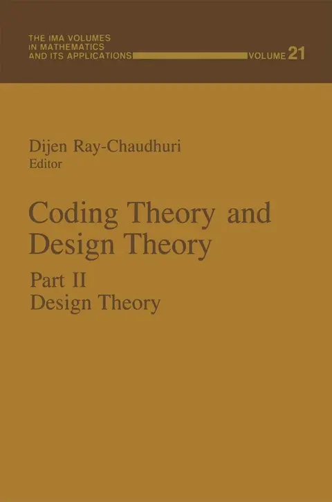 Cover of Coding Theory and Design Theory