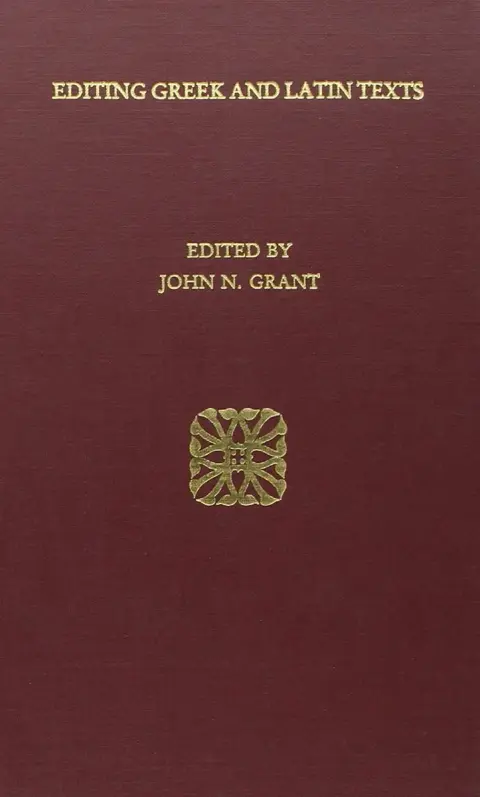 Cover of Editing Greek and Latin Texts