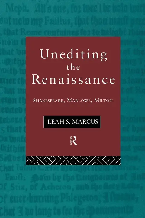 Cover of Unediting the Renaissance