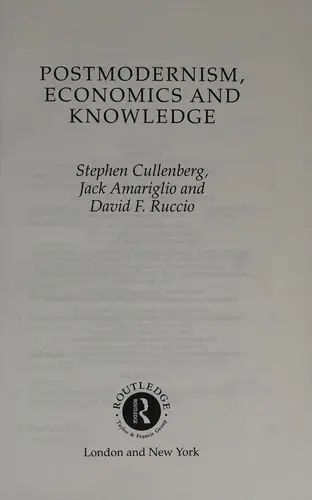 Cover of Post-Modernism, Economics and Knowledge
