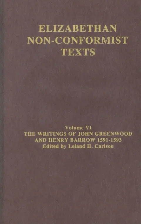 Cover of Elizabethan Non-Conformist Texts