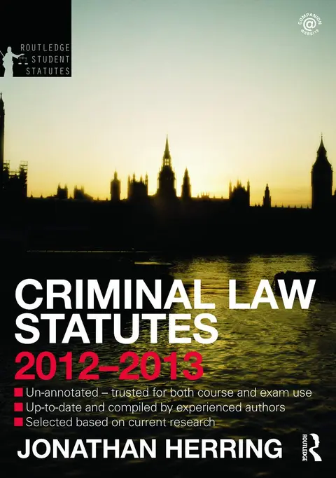 Cover of Criminal Law Statutes 2012-2013