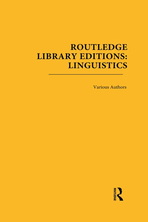 Cover of Routledge Library Editions Linguistics