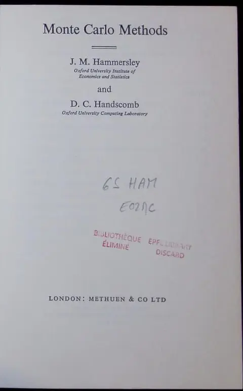Cover of Monte Carlo Methods