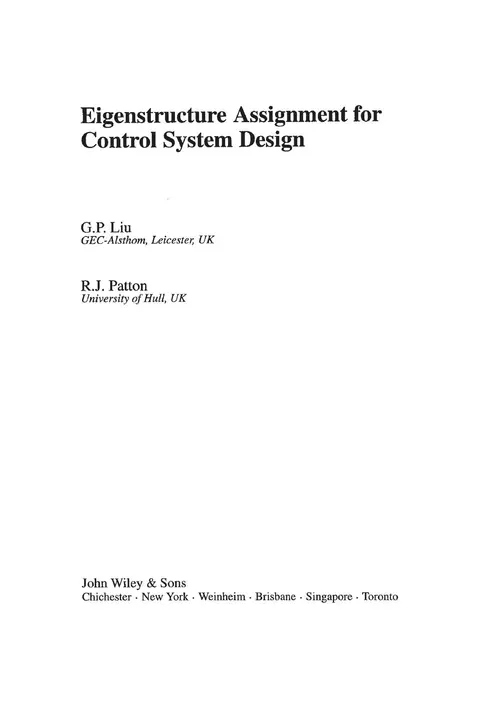 Cover of Eigenstructure Assignment for Control System Design