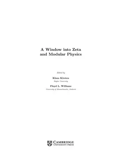 Cover of A Window Into Zeta and Modular Physics