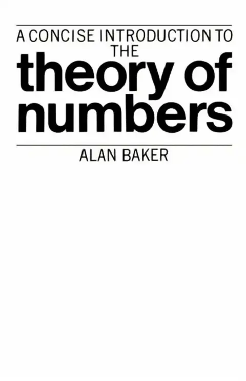 Cover of A Concise Introduction to the Theory of Numbers