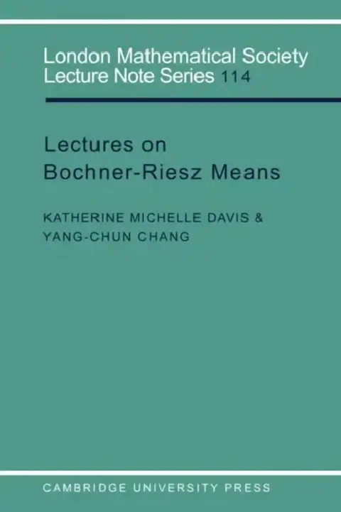 Cover of Lectures on Bochner-Riesz Means