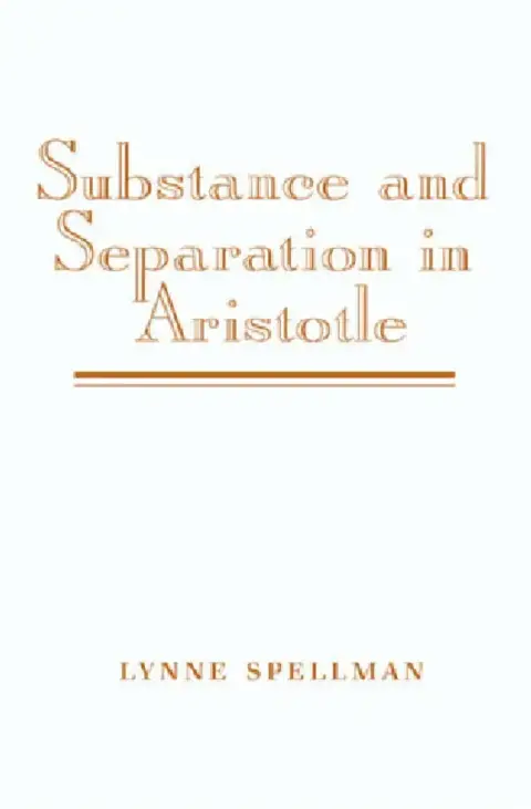 Cover of Substance and Separation in Aristotle