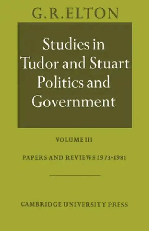 Cover of Studies in Tudor and Stuart Politics and Government