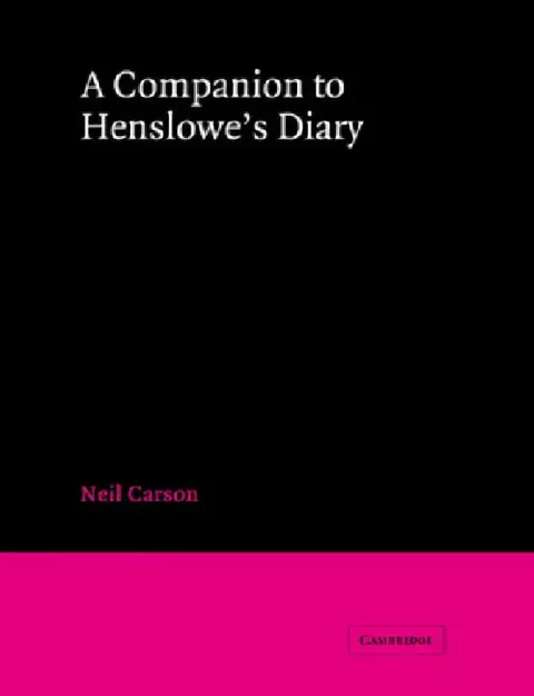 Cover of A Companion to Henslowe's Diary