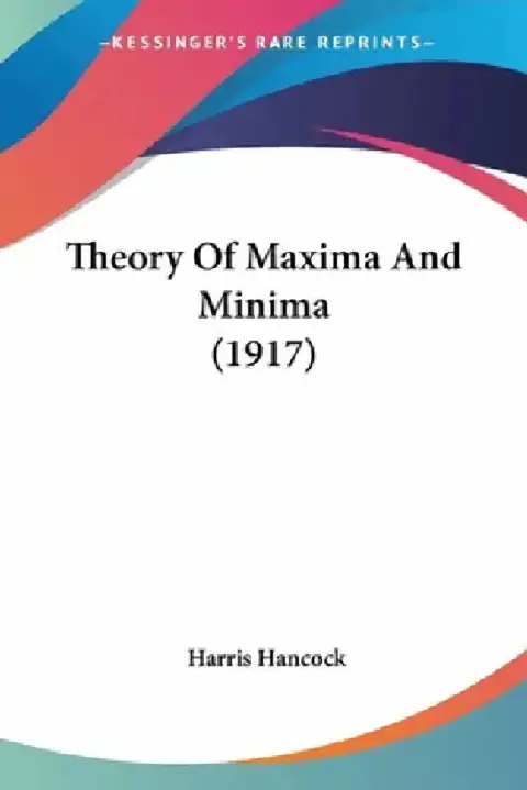 Cover of Theory Of Maxima And Minima (1917)