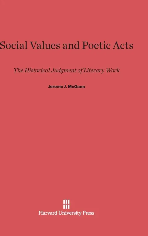 Cover of Social Values and Poetic Acts