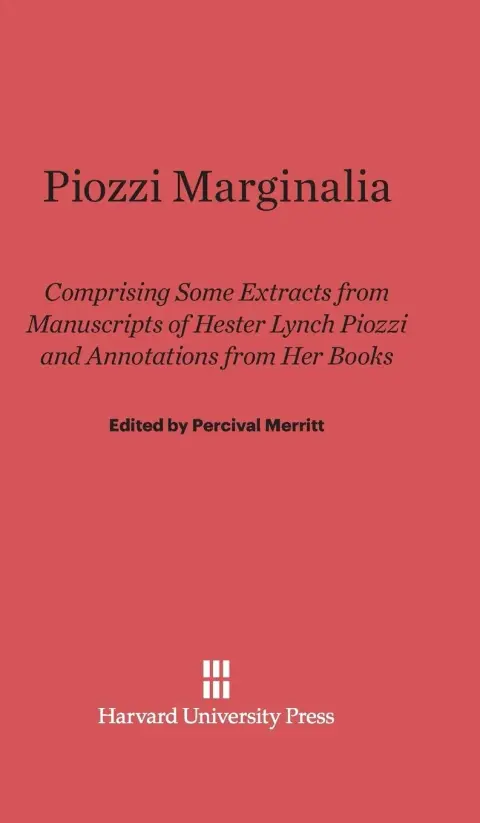 Cover of Piozzi Marginalia
