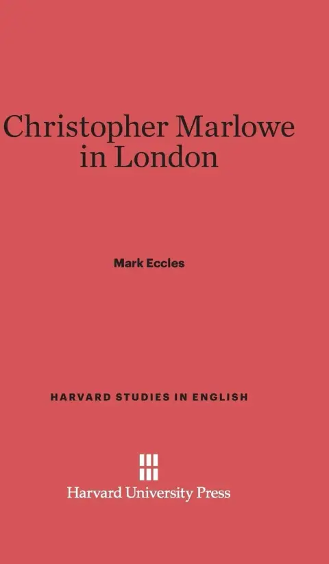 Cover of Christopher Marlowe in London