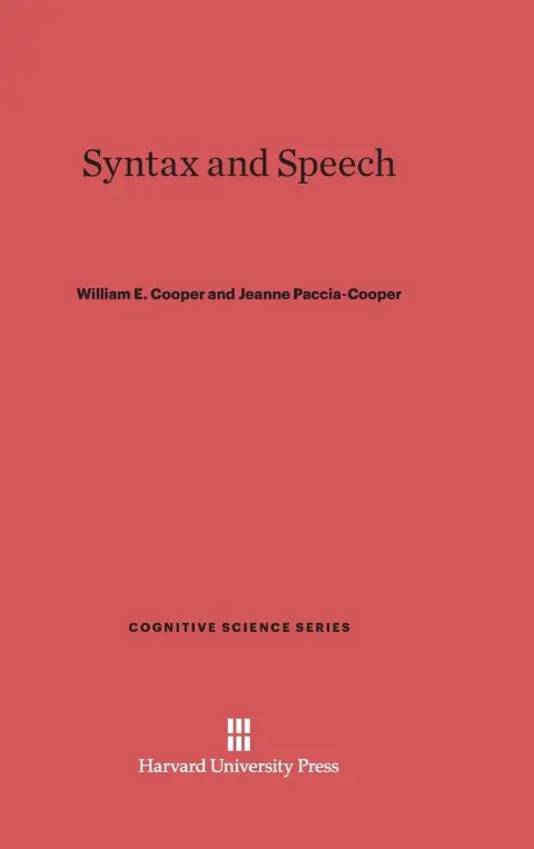 Cover of Syntax and Speech