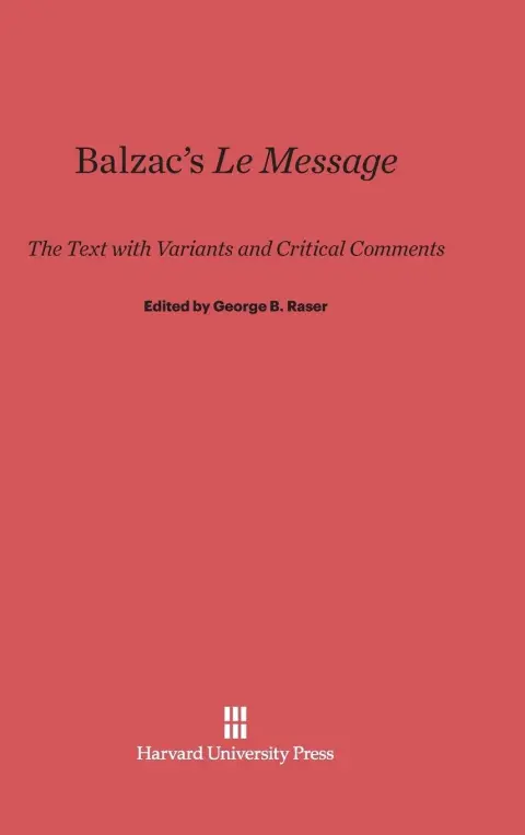 Cover of Balzac's Le Message