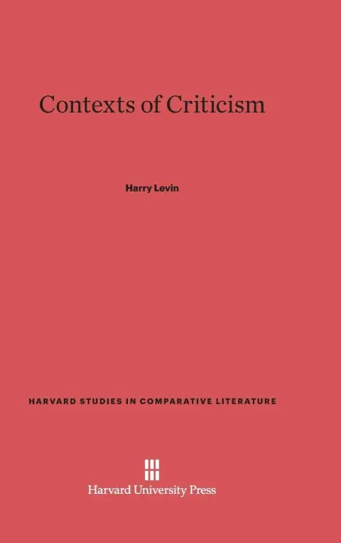Cover of Contexts of Criticism