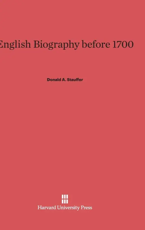 Cover of English Biography Before 1700