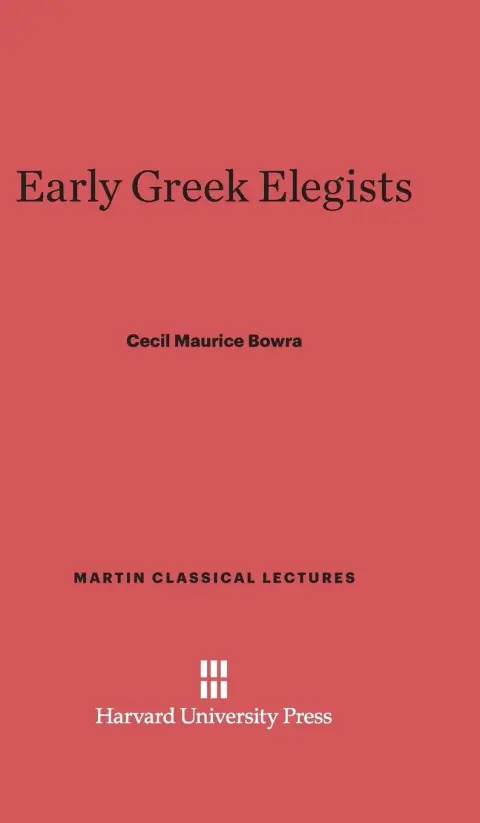 Cover of Early Greek Elegists