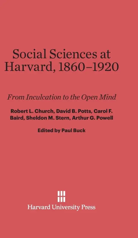 Cover of Social Sciences at Harvard, 1860-1920