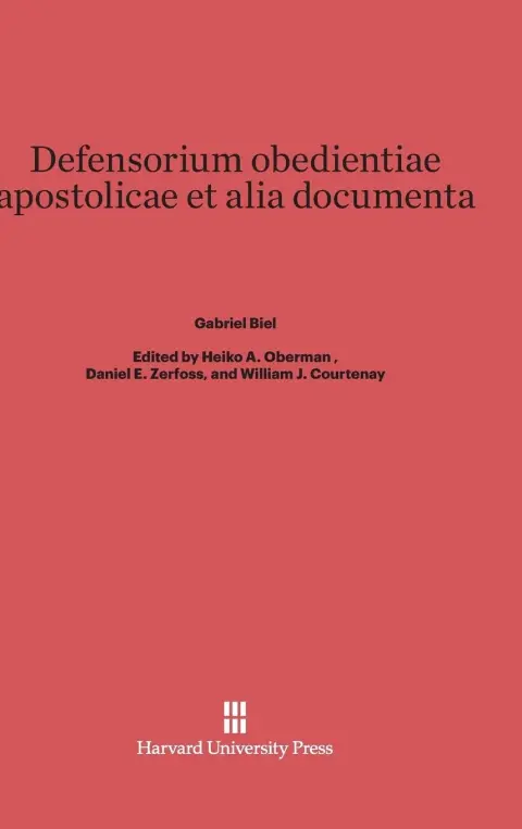 Cover of Defensorium Obedientiae Apostolicae Et Alia Documenta