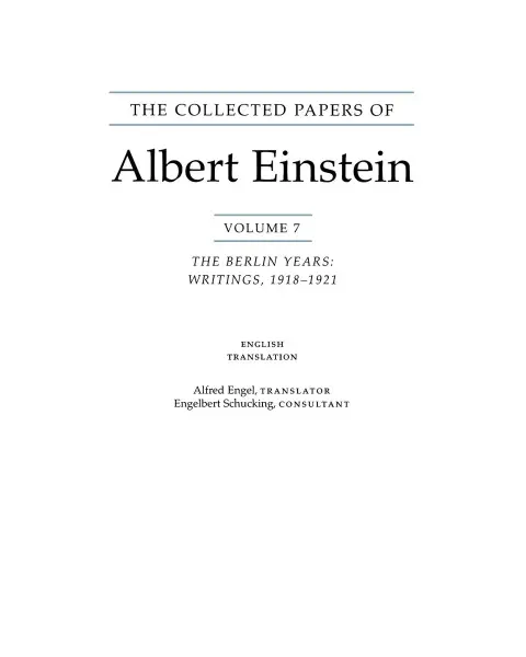 Cover of The Collected Papers of Albert Einstein, Volume 7