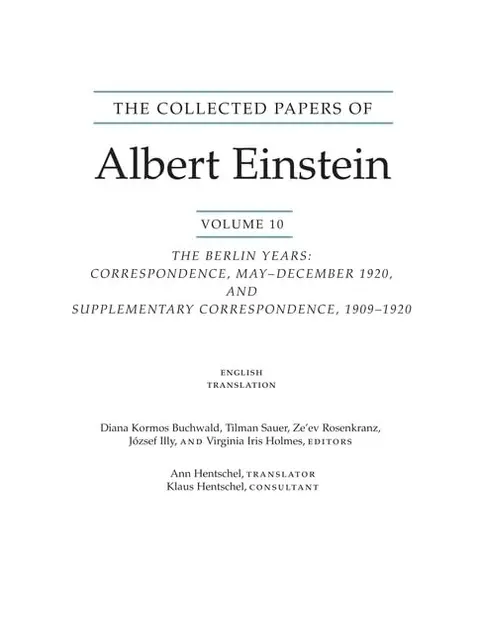 Cover of The Collected Papers of Albert Einstein, Volume 10