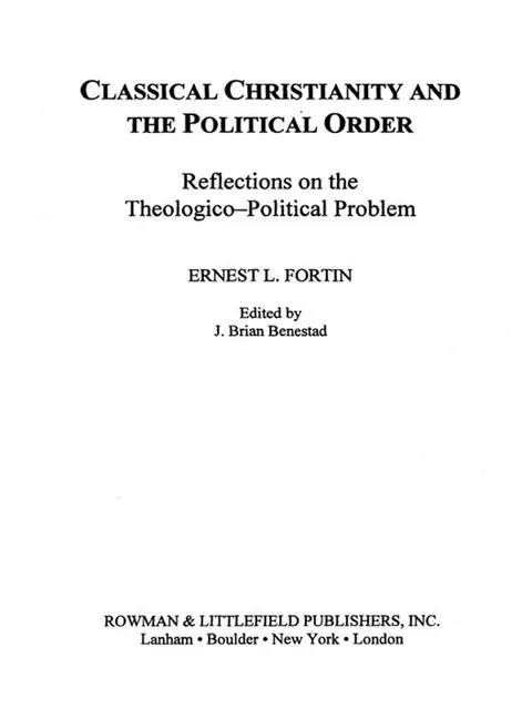 Cover of Classical Christianity and the Political Order