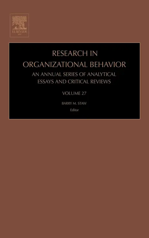 Cover of Research in Organizational Behavior
