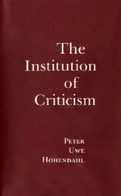 Cover of The Institution of Criticism