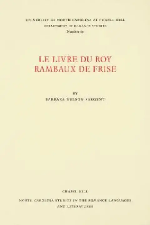 Cover of Le Livre du Roy Rambaux de Frise
