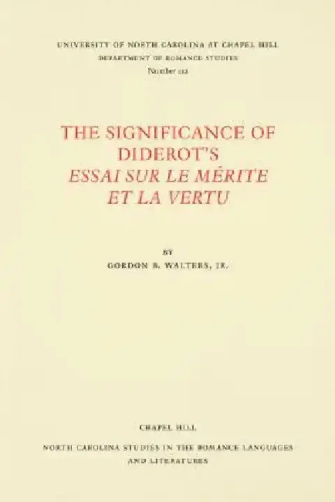 Cover of The Significance of Diderot's Essai Sur Le Mérite Et La Vertu
