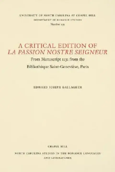 Cover of A Critical Edition of La Passion Nostre Seigneur