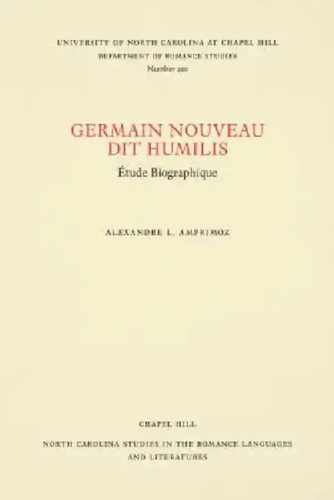 Cover of Germain Nouveau Dit Humilis