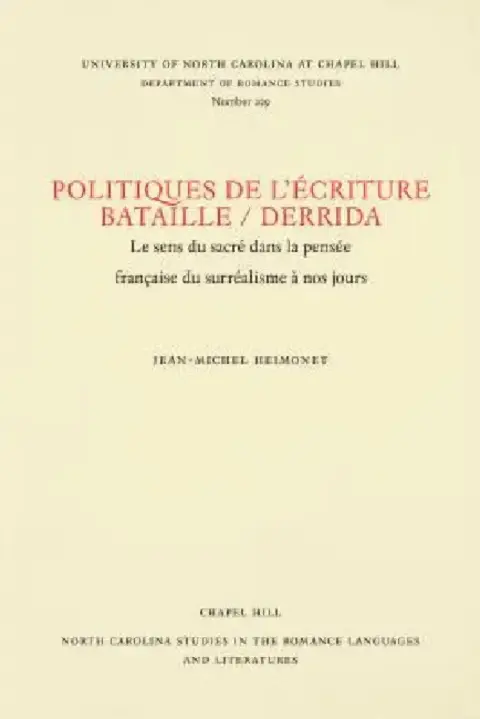 Cover of Politiques de l'Écriture, Bataille / Derrida