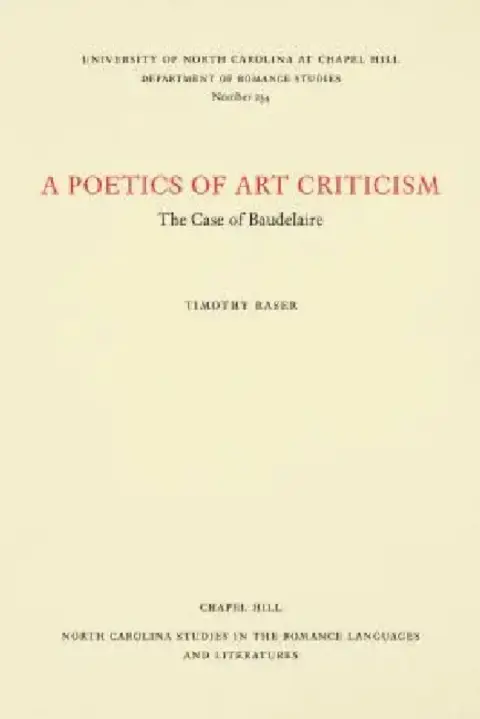 Cover of A Poetics of Art Criticism