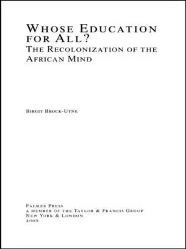 Cover of Whose Education for All?