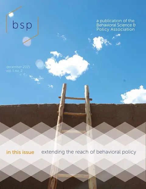 Cover of Behavioral Science & Policy