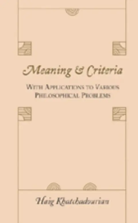 Cover of Meaning & Criteria
