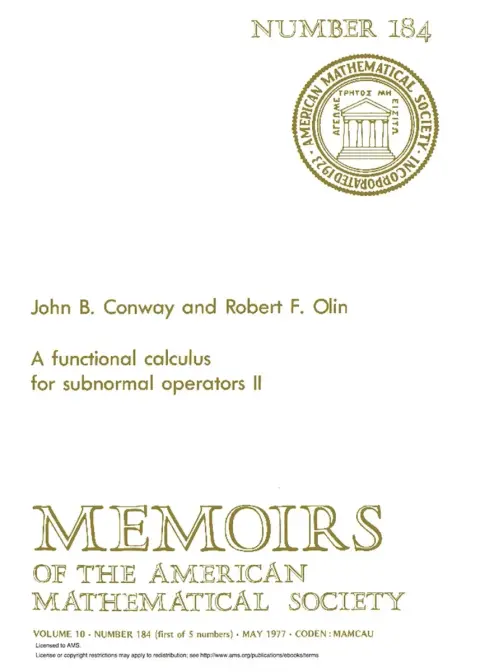 Cover of A Functional Calculus for Subnormal Operators II