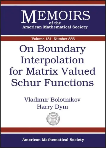 Cover of On Boundary Interpolation for Matrix Valued Schur Functions